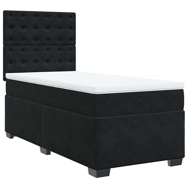 vidaXL Κρεβάτι Boxspring με Στρώμα Μαύρο 90x190 εκ. Βελούδινο