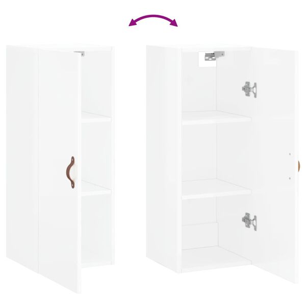 vidaXL Ντουλάπι Τοίχου Γυαλιστερό Λευκό 34,5 x 34 x 90 εκ.