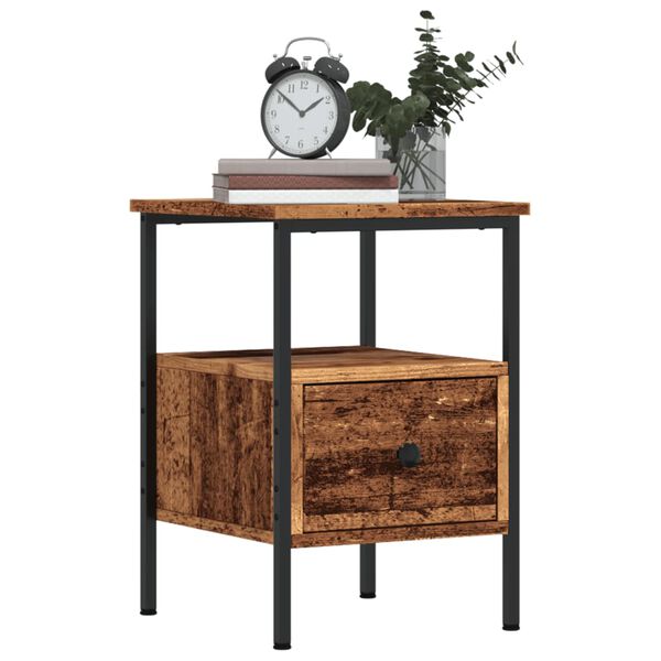 vidaXL ντουλάπι κομοδίνου Παλιό ξύλο 34x36x50 cm Κατασκευασμένο ξύλο