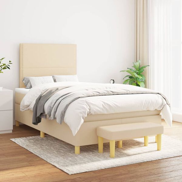 vidaXL &Kappa;&rho;&epsilon;&beta;ά&tau;&iota; Boxspring &mu;&epsilon; &Sigma;&tau;&rho;ώ&mu;&alpha; &Kappa;&rho;&epsilon;&mu; 120x200 &epsilon;&kappa;. &Upsilon;&phi;&alpha;&sigma;&mu;ά&tau;&iota;&nu;&omicron;