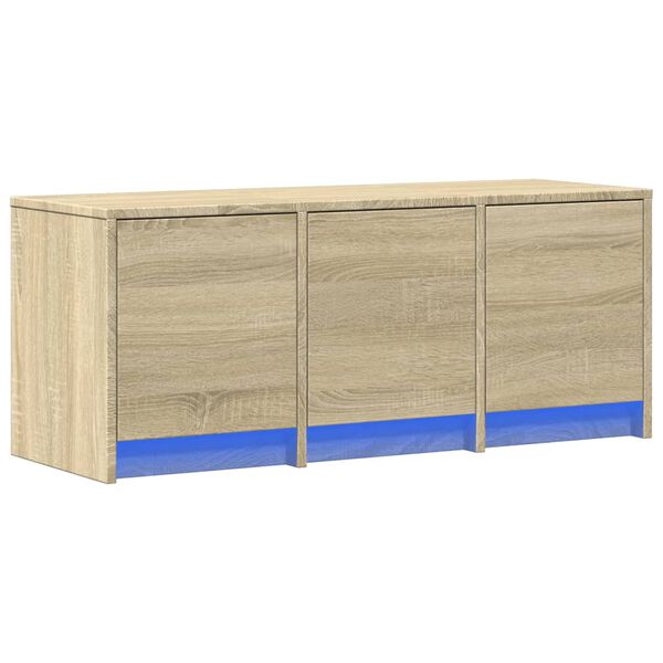 vidaXL Έπιπλο Τηλεόρασης με LED Sonoma Δρυς 97x34x40 εκ. Επεξ. Ξύλο