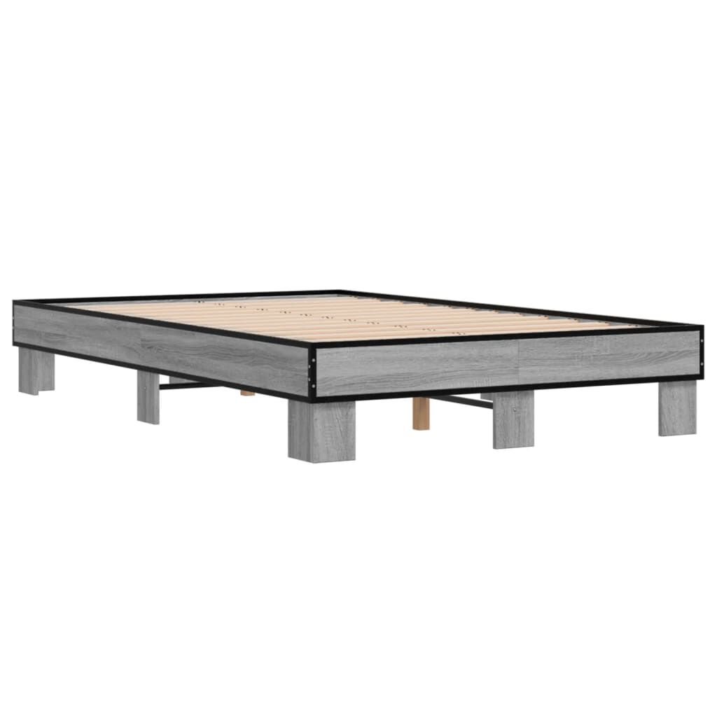 vidaXL Πλαίσιο Κρεβατιού Γκρι Sonoma 120 x 190εκ. Επεξ. Ξύλο & Μέταλλο
