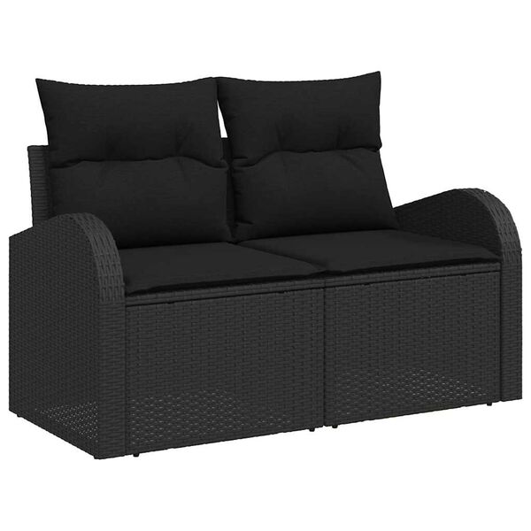 vidaXL Σετ Καναπέ Κήπου με μαξιλάρι 7 pcs Μαύρο Πολυ ράταν