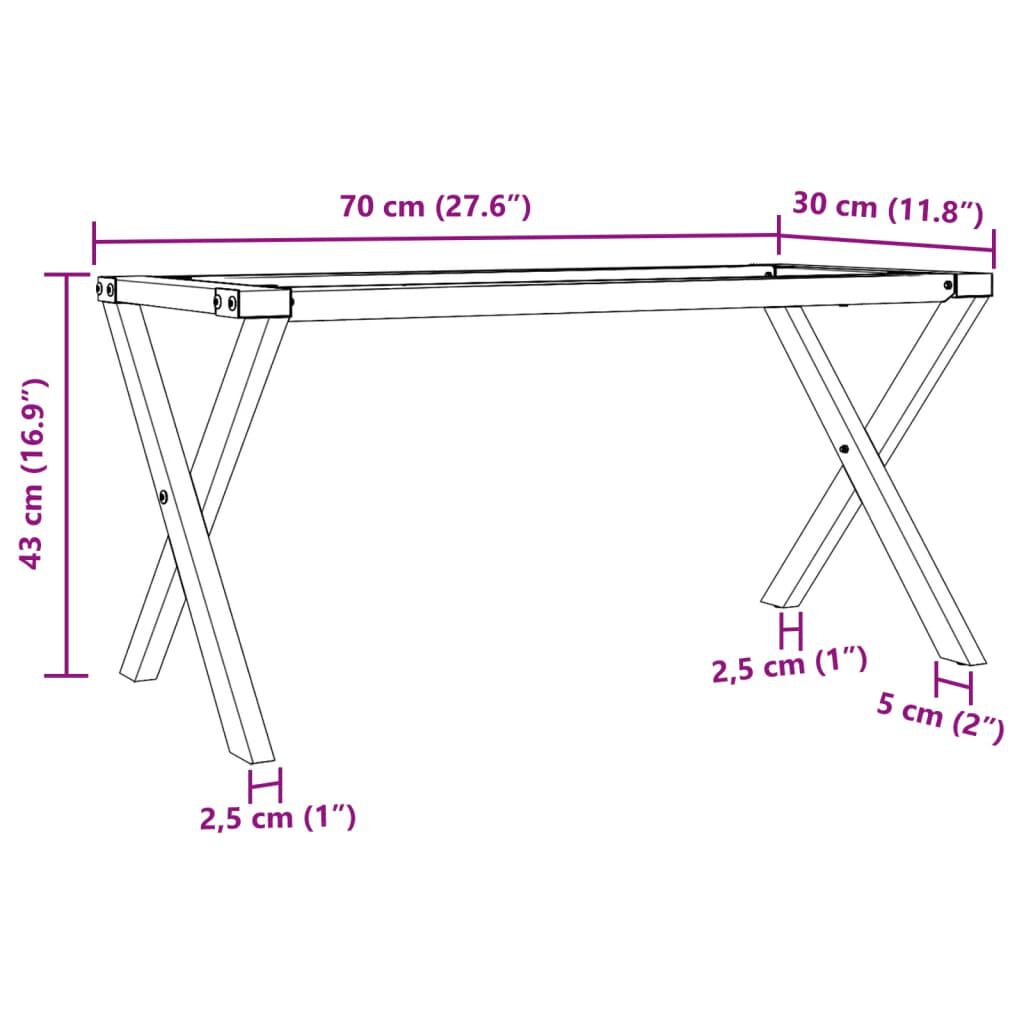 vidaXL Πόδια Τραπεζιού Σαλονιού σε Σχήμα «Χ» 70x30x43 εκ. Ατσάλι