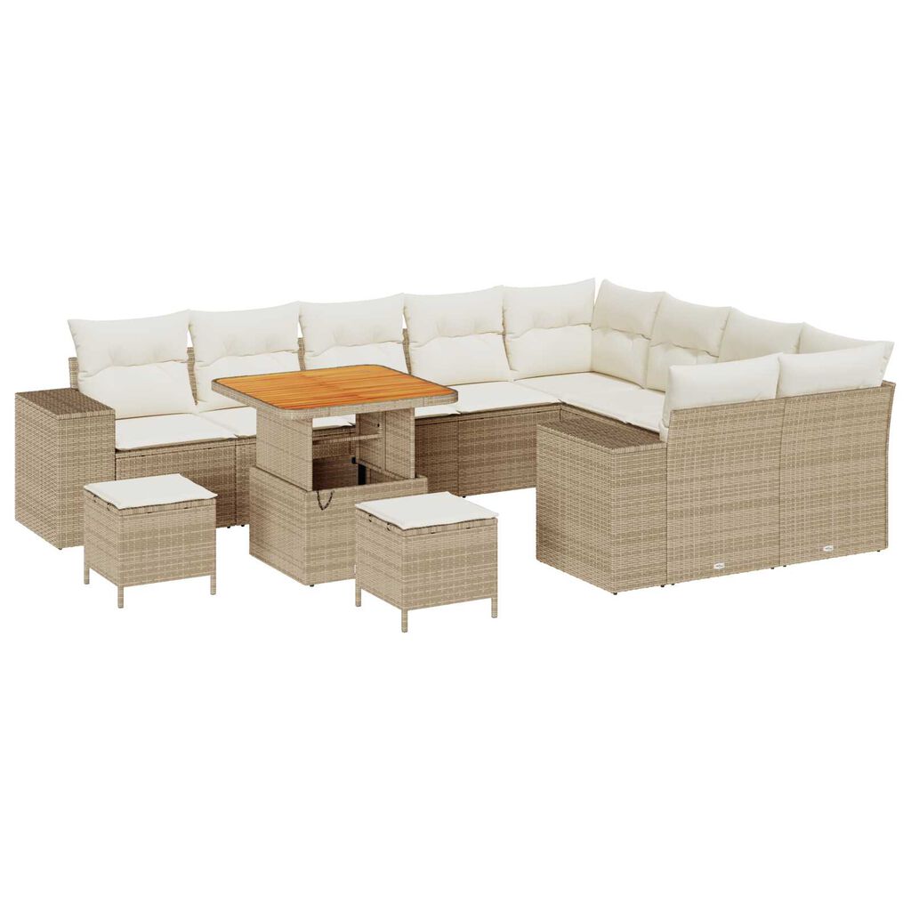vidaXL Σετ Καναπέ Κήπου 12 pcs Μπεζ συνθετικό ρατάν