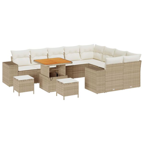 vidaXL Σετ Καναπέ Κήπου 12 pcs Μπεζ συνθετικό ρατάν