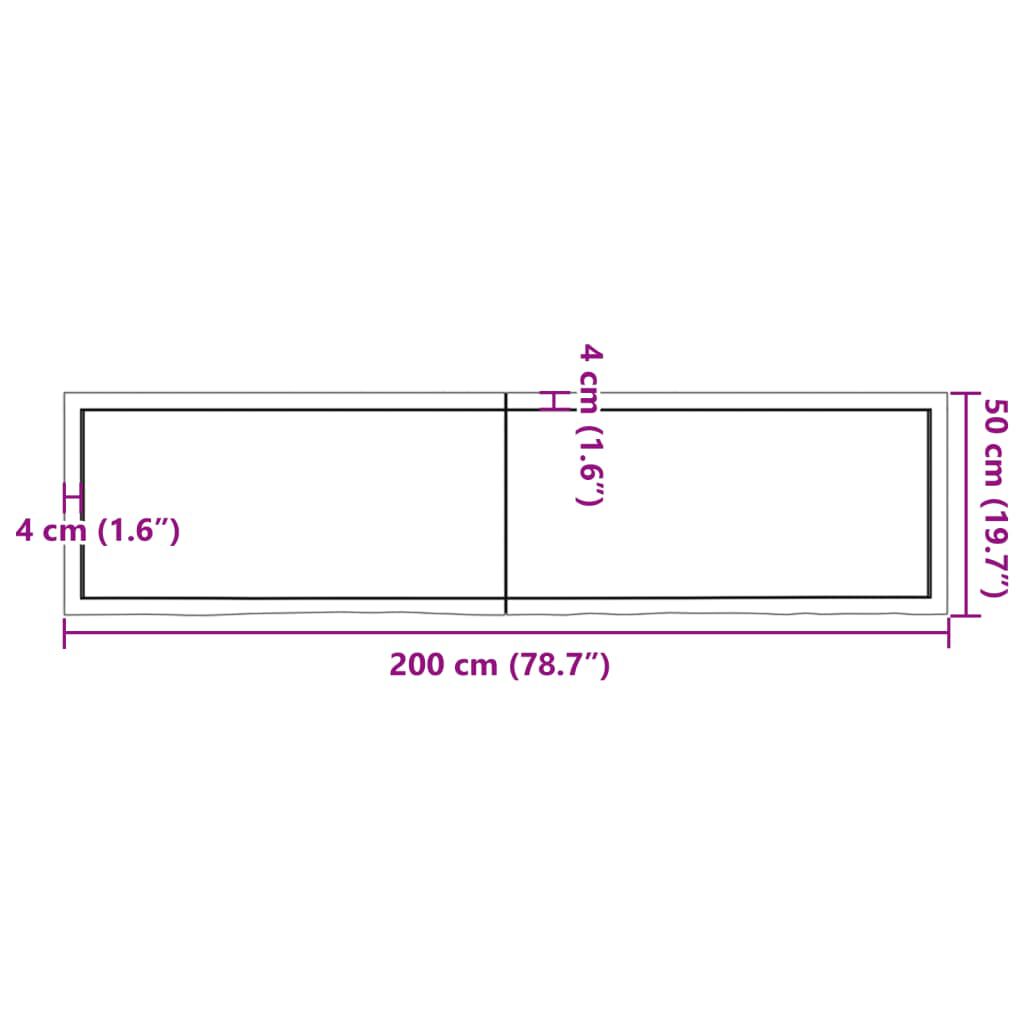 vidaXL Ράφι Τοίχου Ανοιχτό Καφέ 200x50x(2-6)εκ. Επεξ. Μασίφ Ξύλο Δρυός