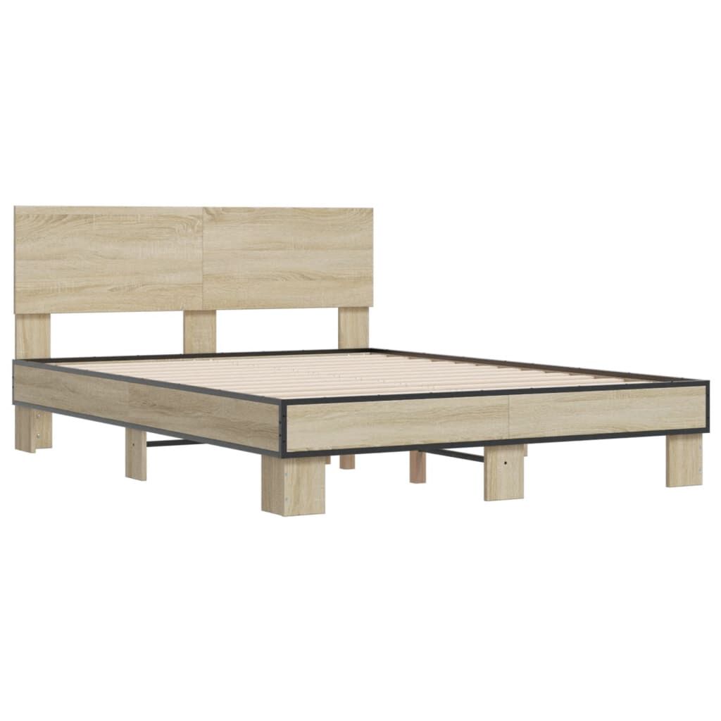 vidaXL Πλαίσιο Κρεβατιού Sonoma Δρυς 120x200 εκ. Επεξ. Ξύλο & Μέταλλο