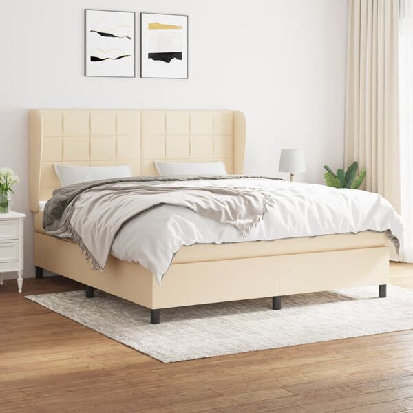 vidaXL &Kappa;&rho;&epsilon;&beta;ά&tau;&iota; Boxspring &mu;&epsilon; &Sigma;&tau;&rho;ώ&mu;&alpha; &Kappa;&rho;&epsilon;&mu; 160x200 &epsilon;&kappa;. &Upsilon;&phi;&alpha;&sigma;&mu;ά&tau;&iota;&nu;&omicron;