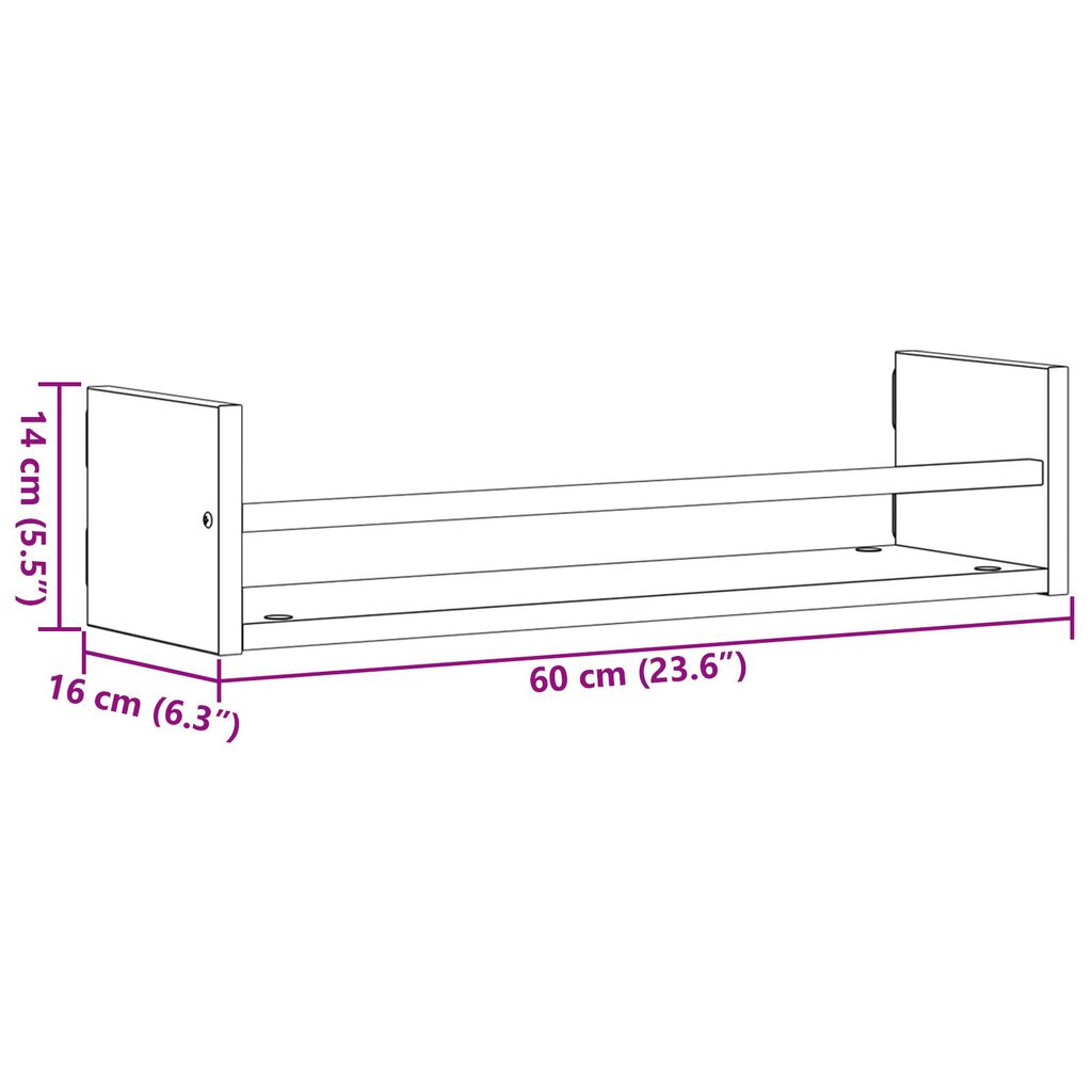 vidaXL Ράφια τοίχου 2 τμχ Ξύλο παλιό 60x16x14 εκ. Μηχανικής ξύλου