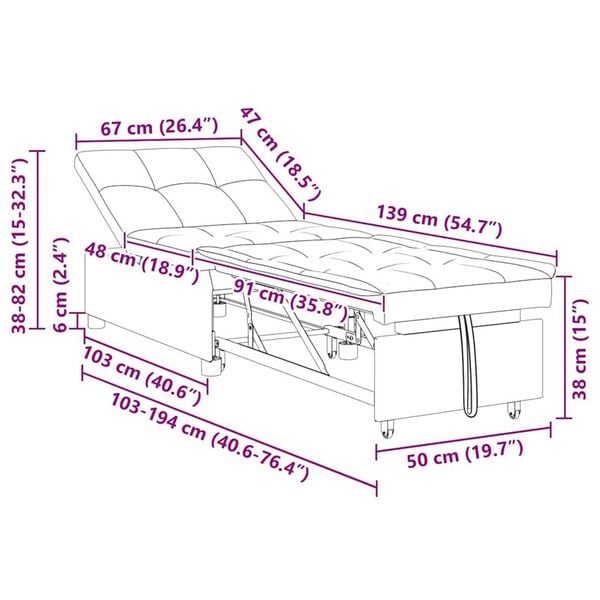 vidaXL Καναπές-Κρεβάτι Τιρκουάζ 67 x 194 x 38 εκ Βελούδο