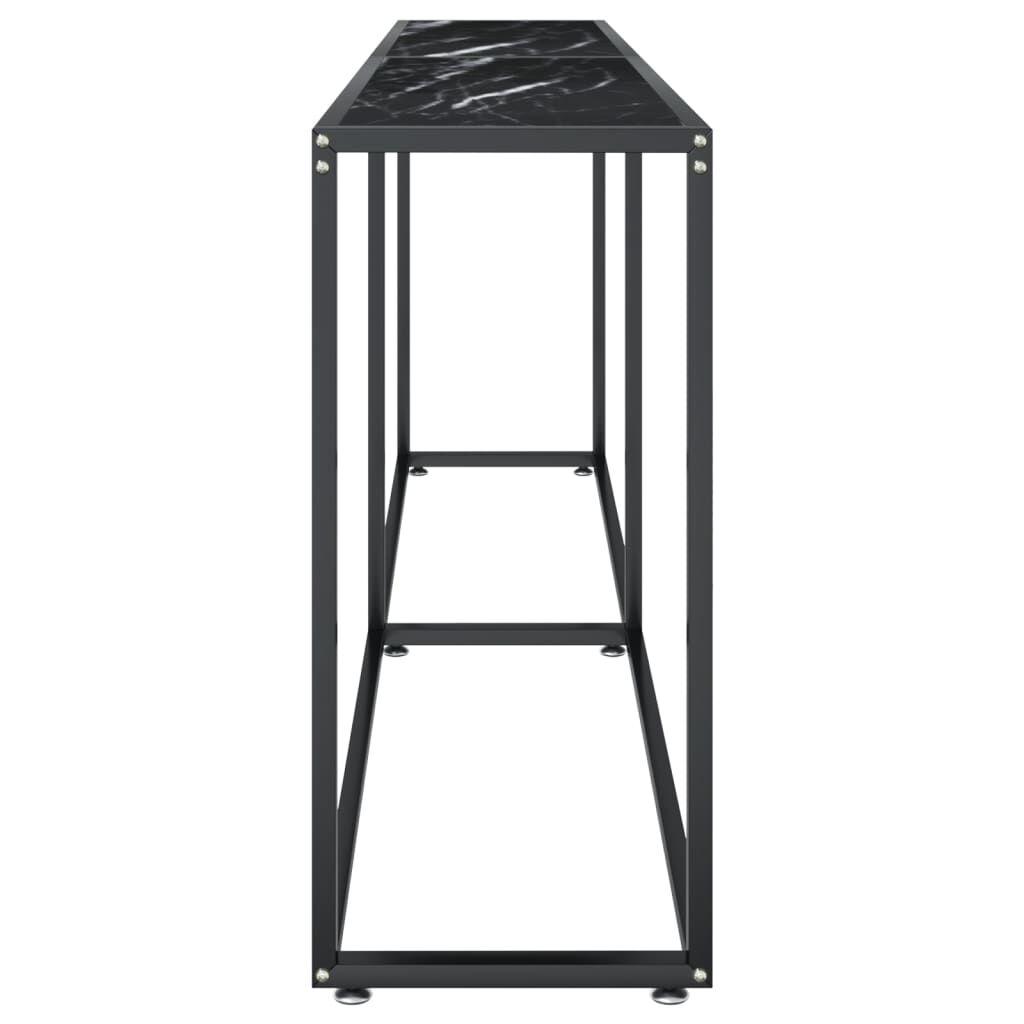 vidaXL Τραπέζι Κονσόλα Μαύρο Όψη Μαρμάρου 220x35x75,5 εκ. Ψημένο Γυαλί