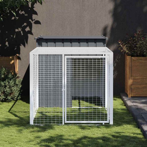 vidaXL Κλουβί Κοτόπουλων με Διάδρομο Ανθρακί 110x201x110 εκ. από Γαλβανισμένο Ατσάλι