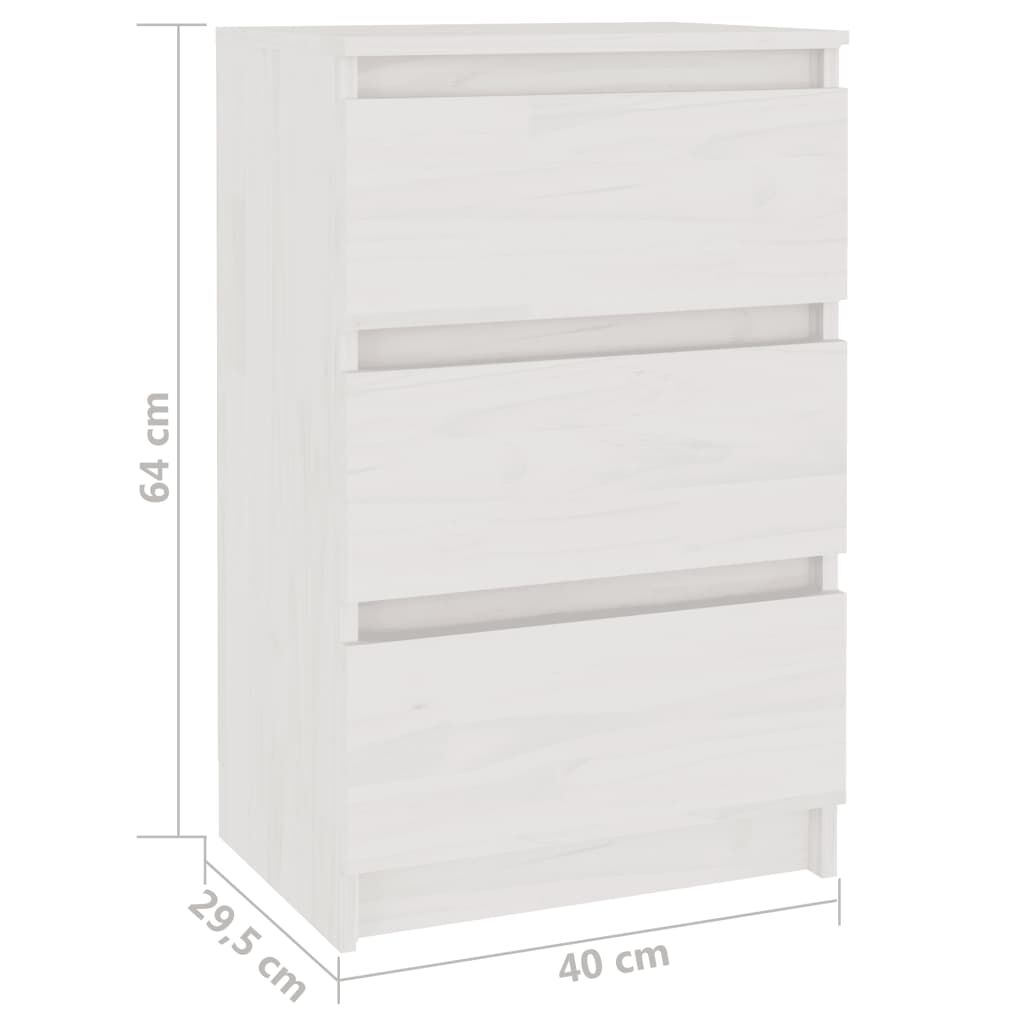 vidaXL Κομοδίνα 2 τεμ. Λευκά 40 x 29,5 x 64 εκ. από Μασίφ Ξύλο Πεύκου