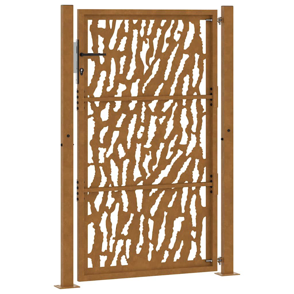 vidaXL Πύλη κήπου 105x155 cm από διαβρωμένο χάλυβα με σχέδιο ίχνος