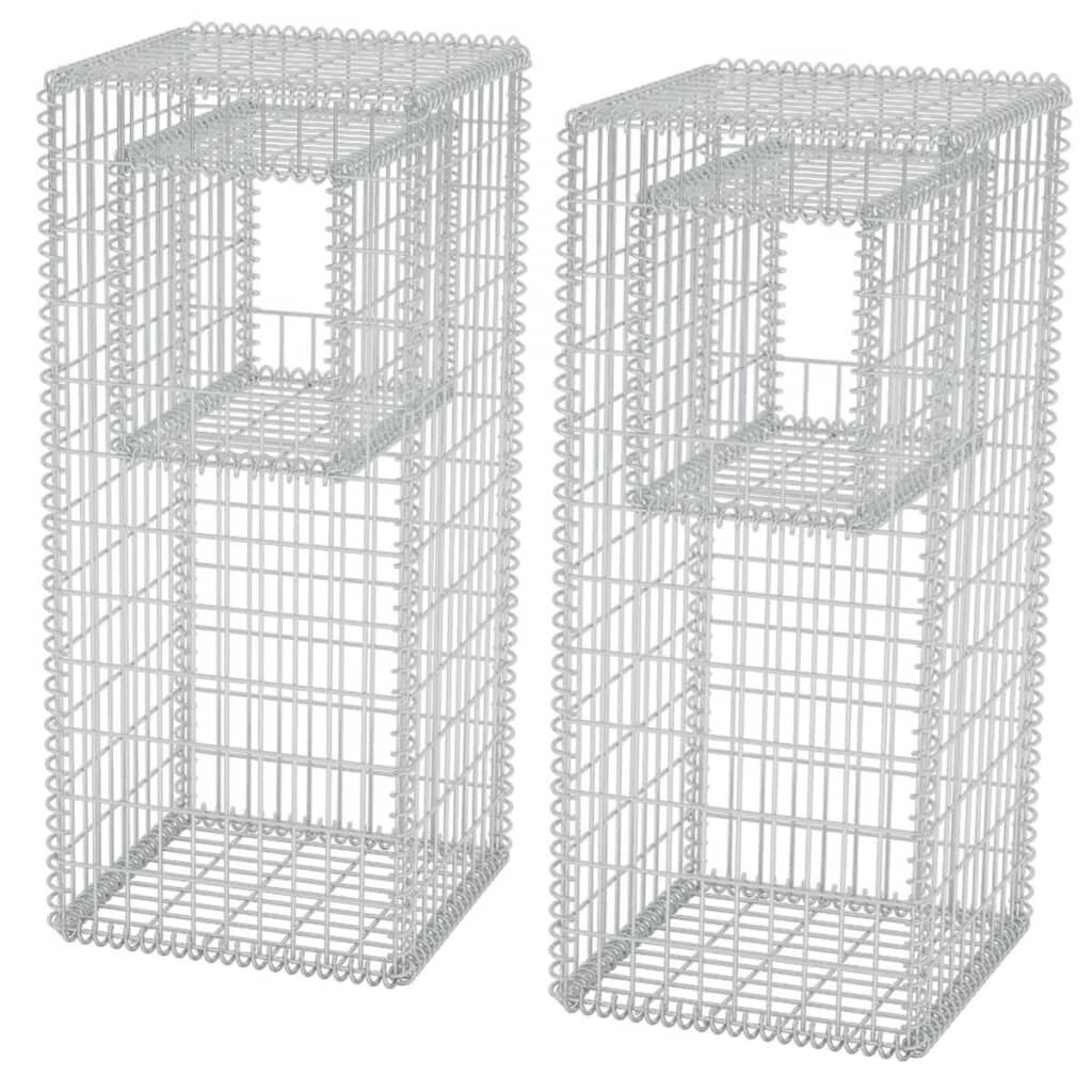 vidaXL Συρματοκιβώτια Στύλοι/Γλάστρες 2 τεμ 50 x 50 x 120 εκ. Ατσάλινα