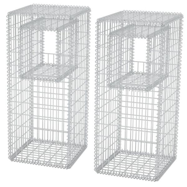 vidaXL Συρματοκιβώτια Στύλοι/Γλάστρες 2 τεμ 50 x 50 x 120 εκ. Ατσάλινα