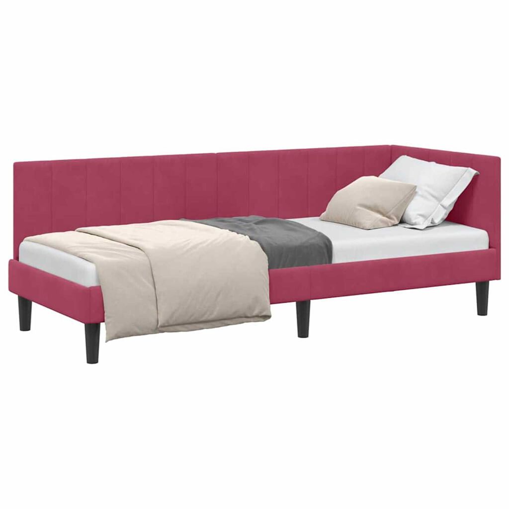 vidaXL Κρεβάτι Γωνίας με κεφαλάρι Μπορντό 80 x 200 cm Βελούδο