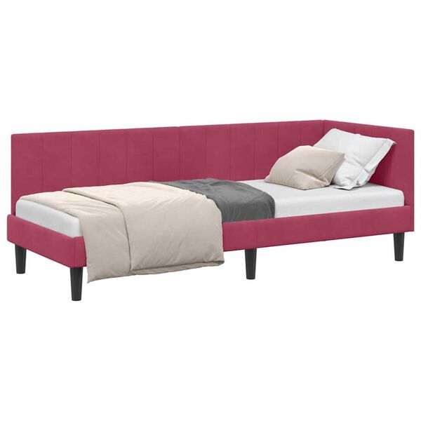 vidaXL Κρεβάτι Γωνίας με κεφαλάρι Μπορντό 80 x 200 cm Βελούδο