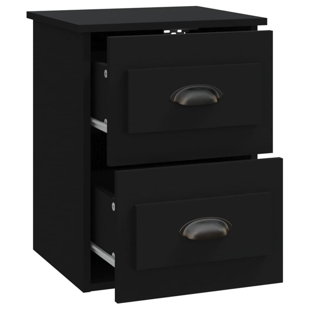 vidaXL Κομοδίνα Επιτοίχια 2 τεμ. Μαύρα 41,5 x 36 x 53 εκ.