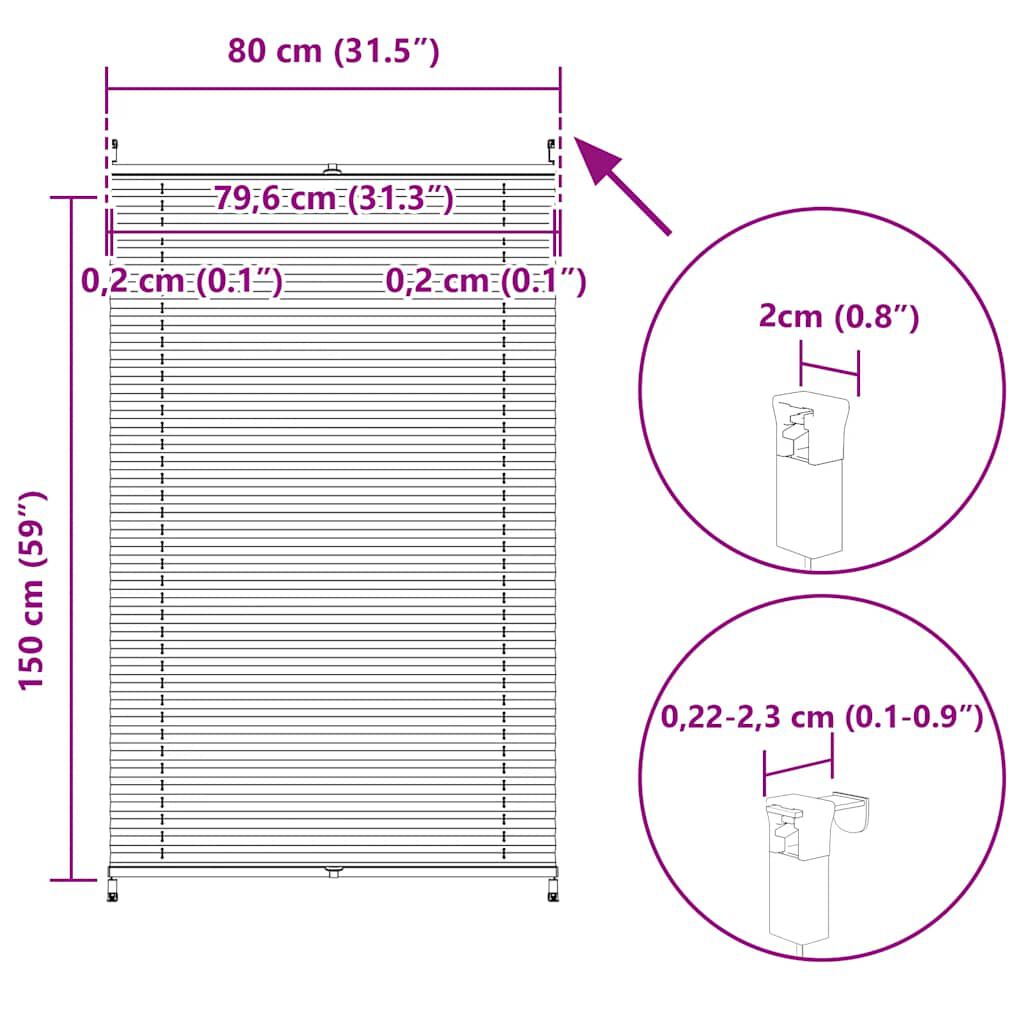 Σύστημα Σκίασης Πλισέ Λευκό 80 x 150 εκ.