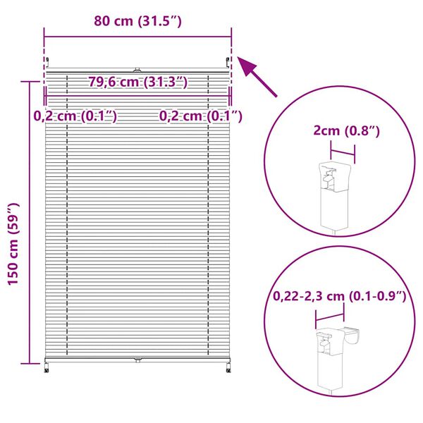 Σύστημα Σκίασης Πλισέ Λευκό 80 x 150 εκ.