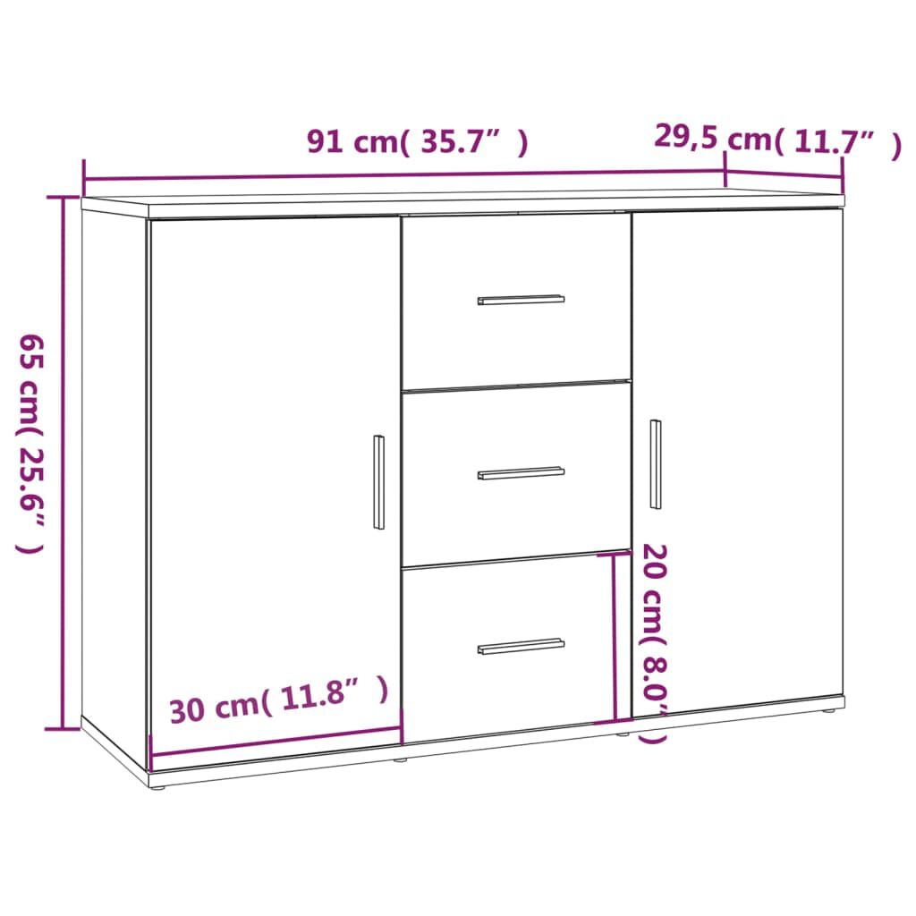 vidaXL Μπουφές Sonoma Δρυς 91x29,5x65 εκ. από Επεξεργασμένο Ξύλο