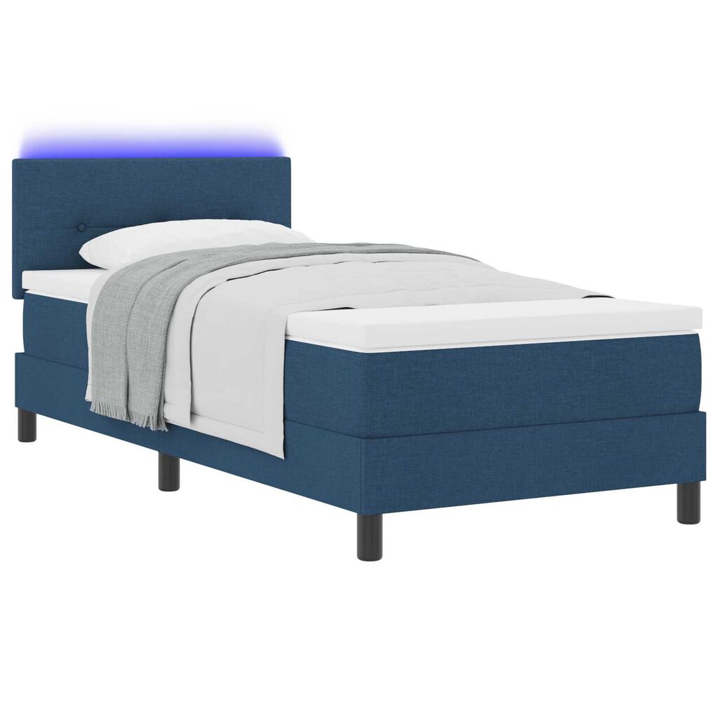 vidaXL Κρεβάτι Box Spring με Στρώμα & LED Μπλε 80x200 εκ Ύφασμα