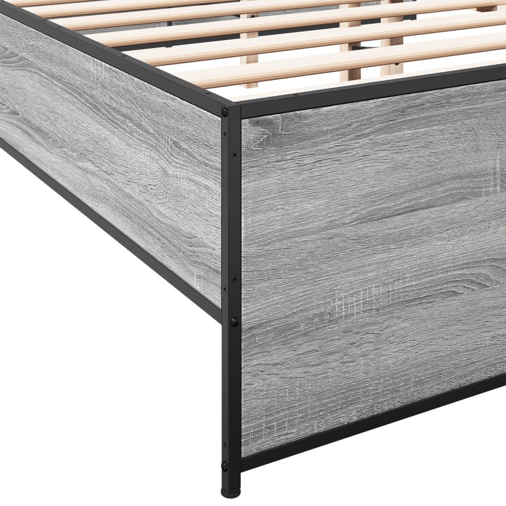 vidaXL Πλαίσιο Κρεβατιού Γκρι Sonoma 120 x 190εκ. Επεξ. Ξύλο & Μέταλλο