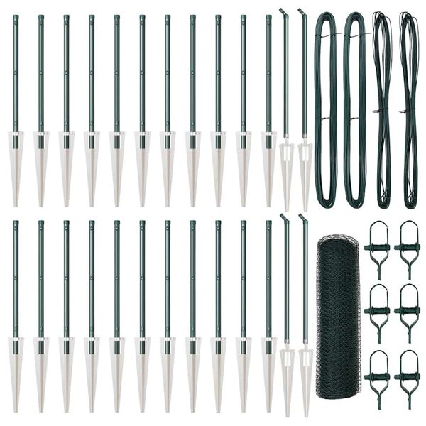 vidaXL Φράχτης με Στήλες. Πράσινο 0.4 x 50 μ. Ατσάλι με επικάλυψη PVC