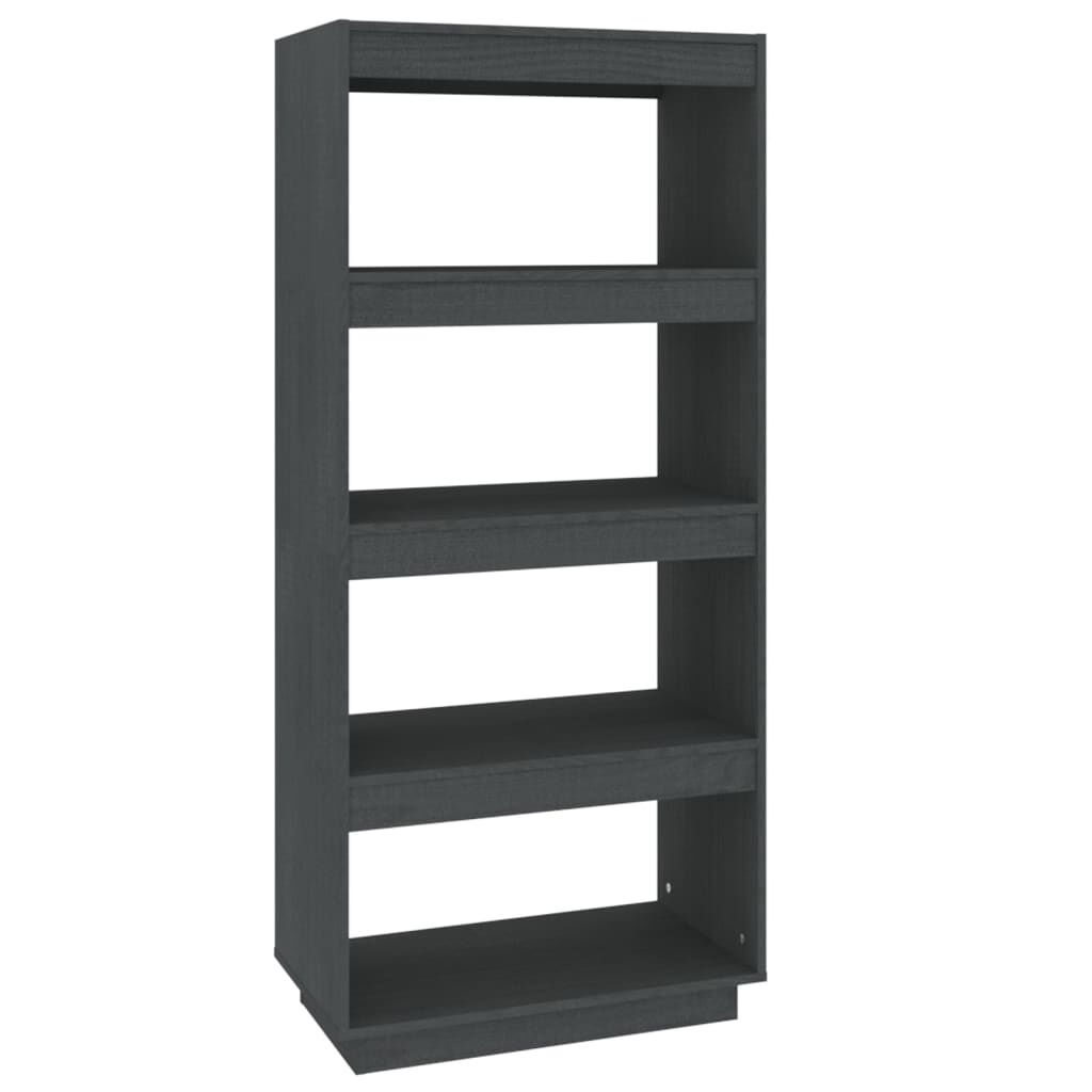 vidaXL Βιβλιοθήκη/Διαχωριστικό Χώρου Γκρι 60x35x135 εκ. Μασίφ Πεύκο