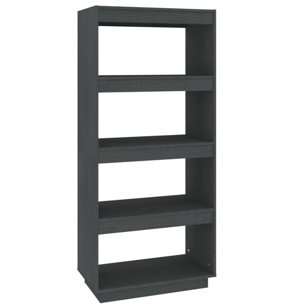 vidaXL Βιβλιοθήκη/Διαχωριστικό Χώρου Γκρι 60x35x135 εκ. Μασίφ Πεύκο