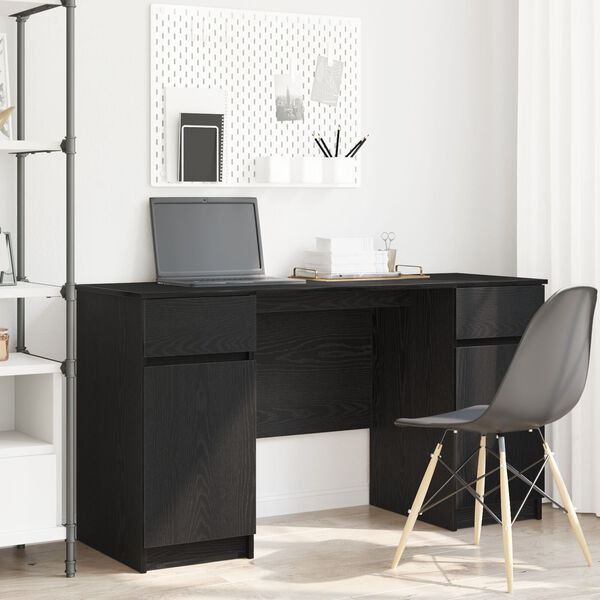 vidaXL Γραφείο με ράφι Μαύρη δρυς 140 x 49 x 76 εκ. Επεξεργασμένο ξύλο