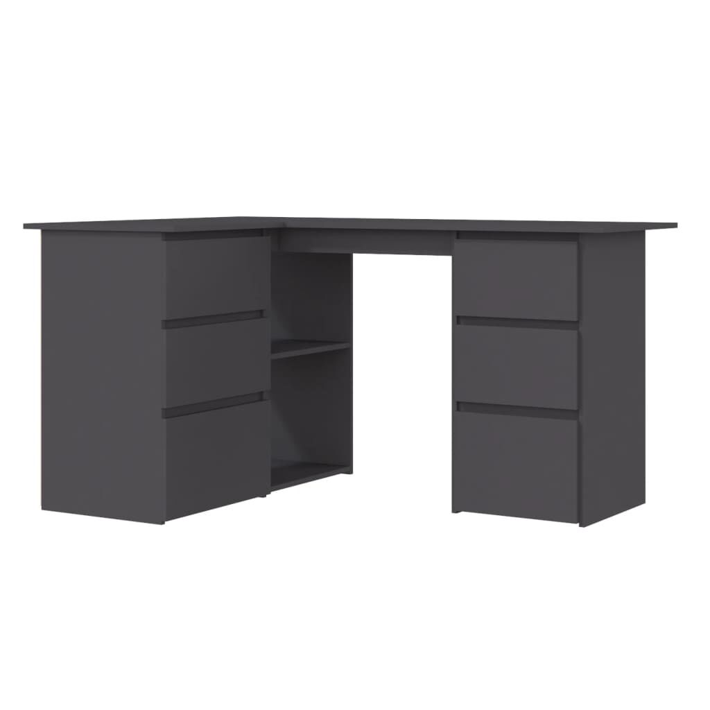 vidaXL Γραφείο Γωνιακό Γκρι 145 x 100 x 76 εκ. από Μοριοσανίδα