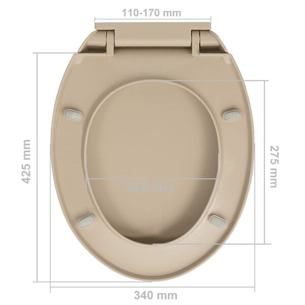 vidaXL Κάλυμμα Λεκάνης με Soft Close &amp; Quick Release Οβάλ Μπεζ