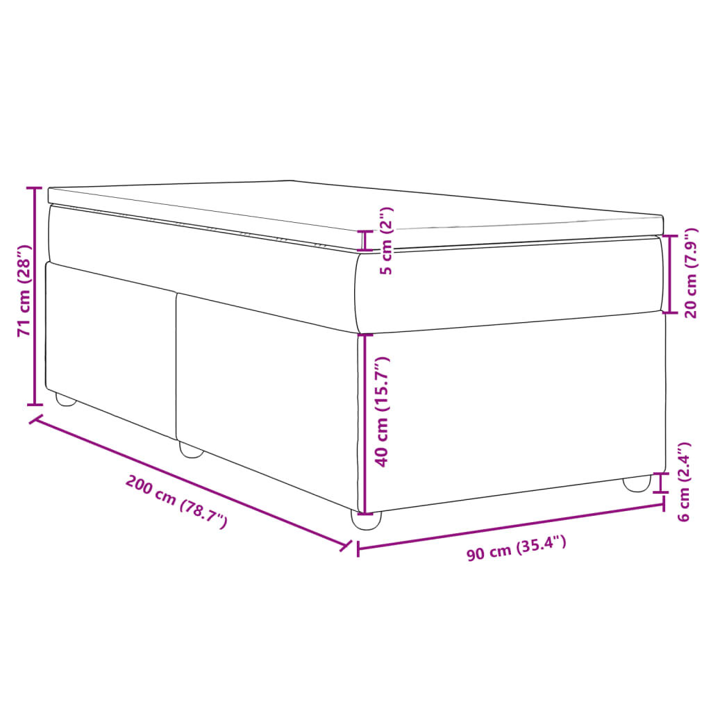 vidaXL Κρεβάτι Boxspring με Στρώμα Taupe 90x200 εκ. Υφασμάτινο