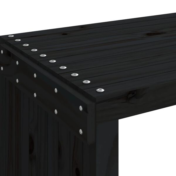 vidaXL Παγκάκι Κήπου Επεκτάσιμο Μαύρο 212,5x40,5x45εκ. Μασίφ Πεύκο