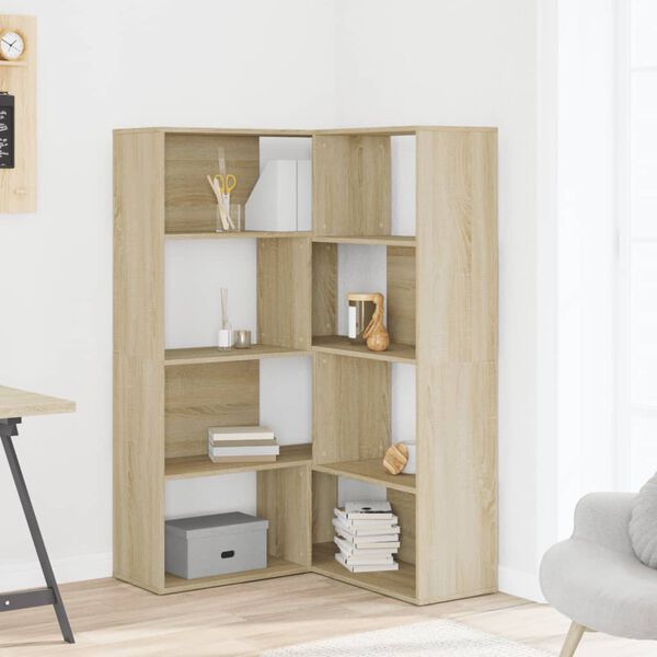 vidaXL Βιβλιοθήκη Γωνιακή 4 Επ. Sonoma Δρυς 85x85x140 εκ Επεξ. Ξύλο
