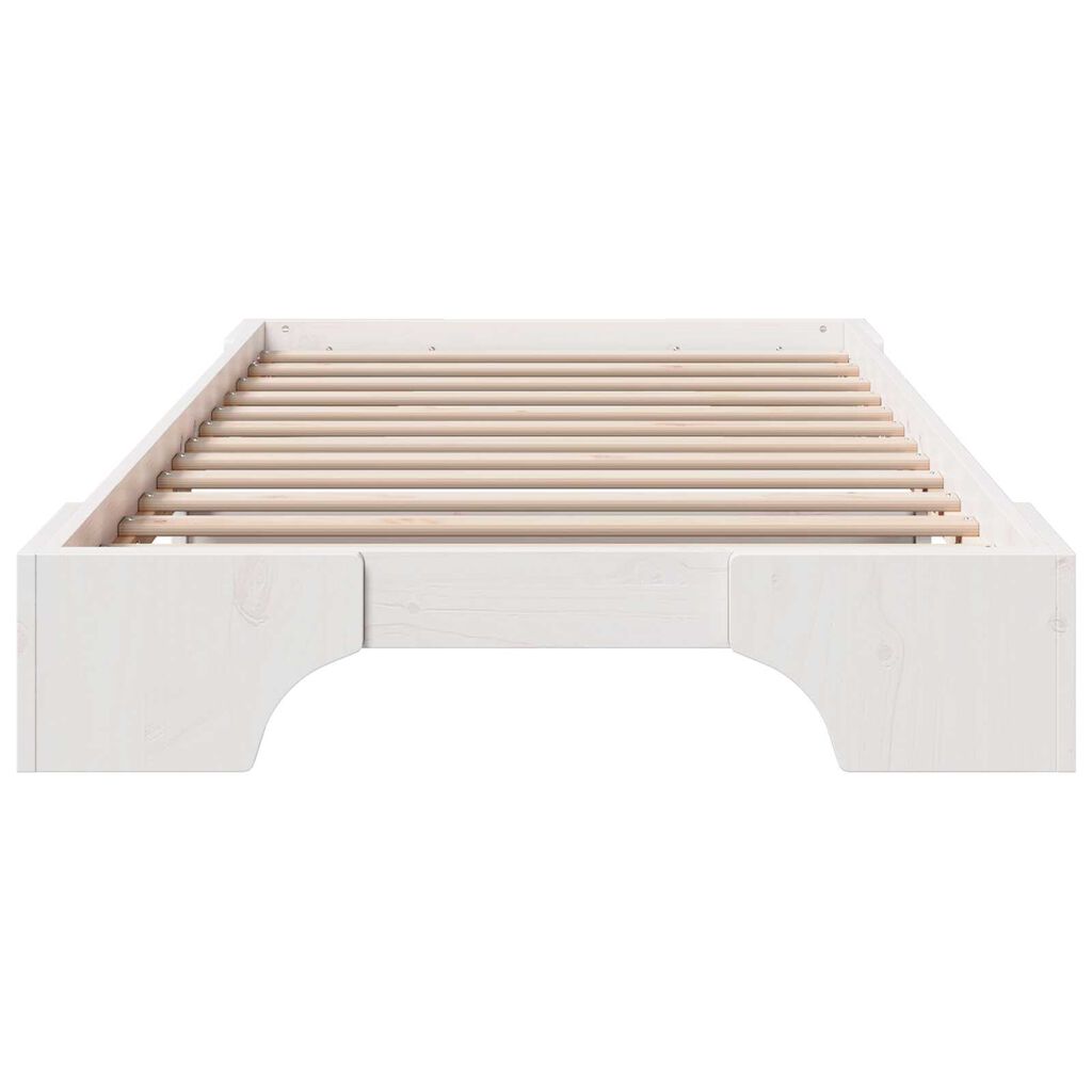 vidaXL Κρεβάτι Λευκό Μασίφ ξύλο πεύκου 75 x 190 cm Ανθεκτικό Κρεβάτι
