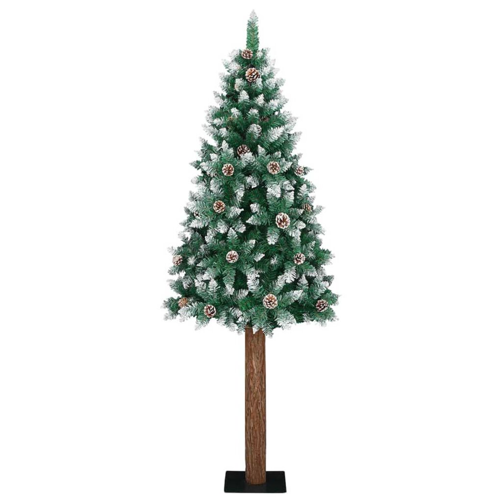 vidaXL Slim Christmas Tree LEDs & Σετ Μπάλες Πράσινο 210 εκ PVC