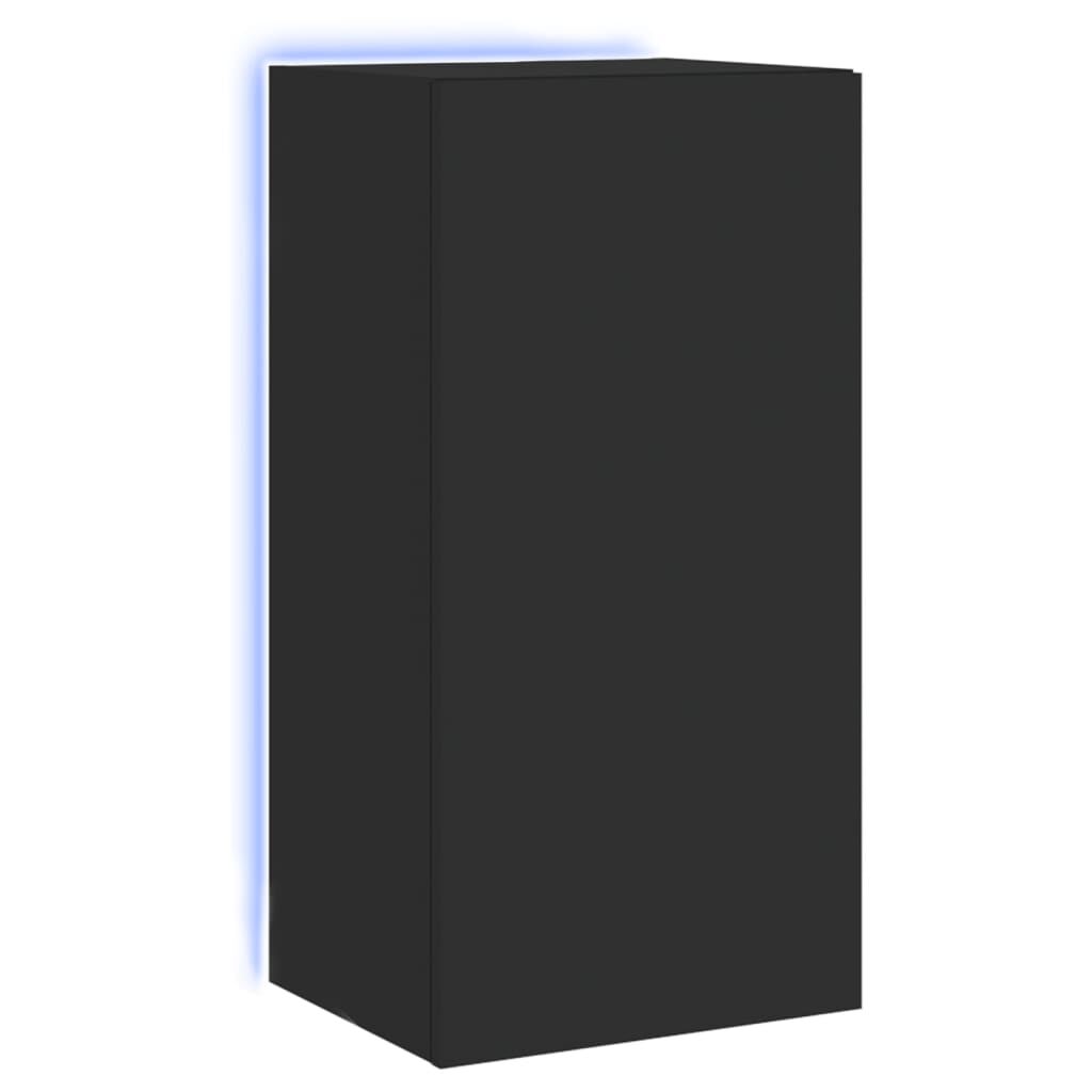 vidaXL Έπιπλο Τοίχου Τηλεόρασης με LED Μαύρο 40,5x35x80 εκ.