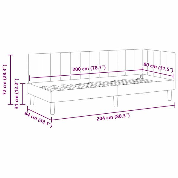 vidaXL Κρεβάτι Γωνίας με κεφαλάρι Μπορντό 80 x 200 cm Βελούδο
