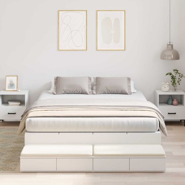 vidaXL Κρεβάτι με αποθηκευτικό χώρο Λευκό 226.5 x 135 x 31.5 εκ
