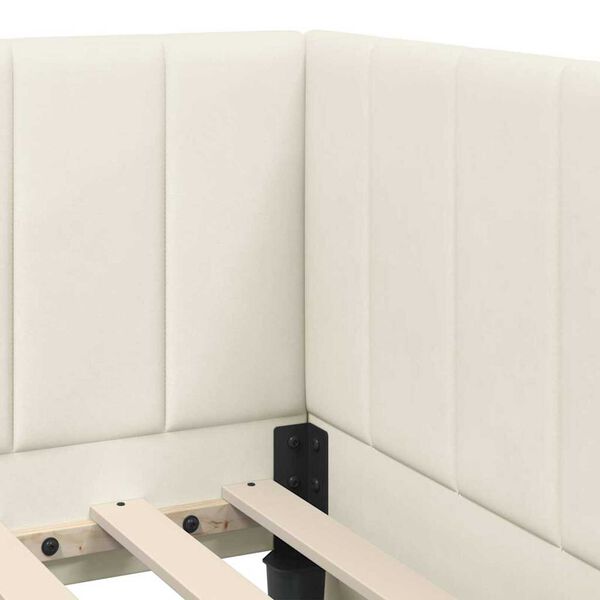 vidaXL Κρεβάτι Γωνίας με κεφαλάρι Κρεμ 90 x 190 cm Βελούδο