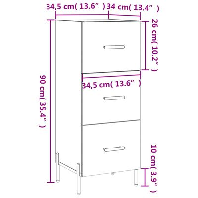 vidaXL Ντουλάπι Γκρι Σκυροδέματος 34,5x34x90 εκ. Επεξεργασμένο Ξύλο