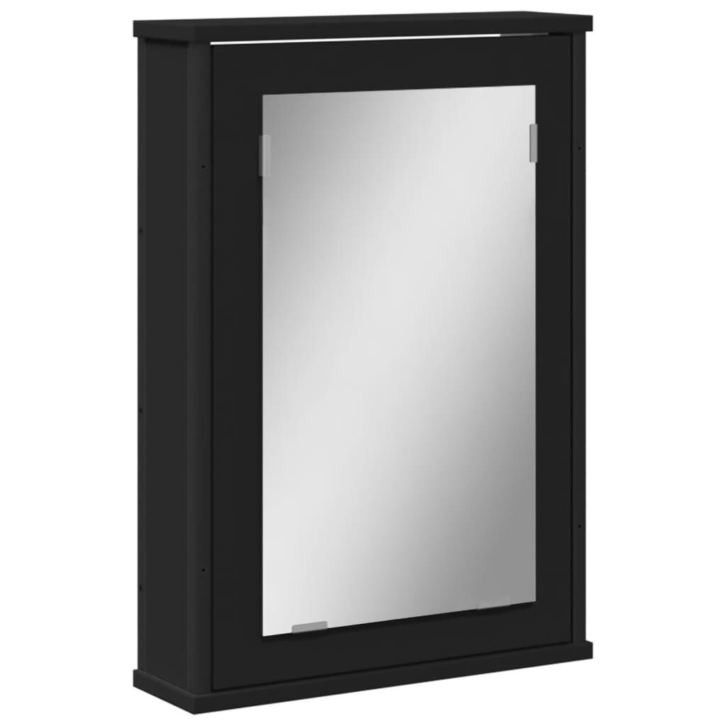 vidaXL Καθρέφτης Μπάνιου με Ντουλάπι Μαύρος 42x12x60 εκ. Επεξ. Ξύλο