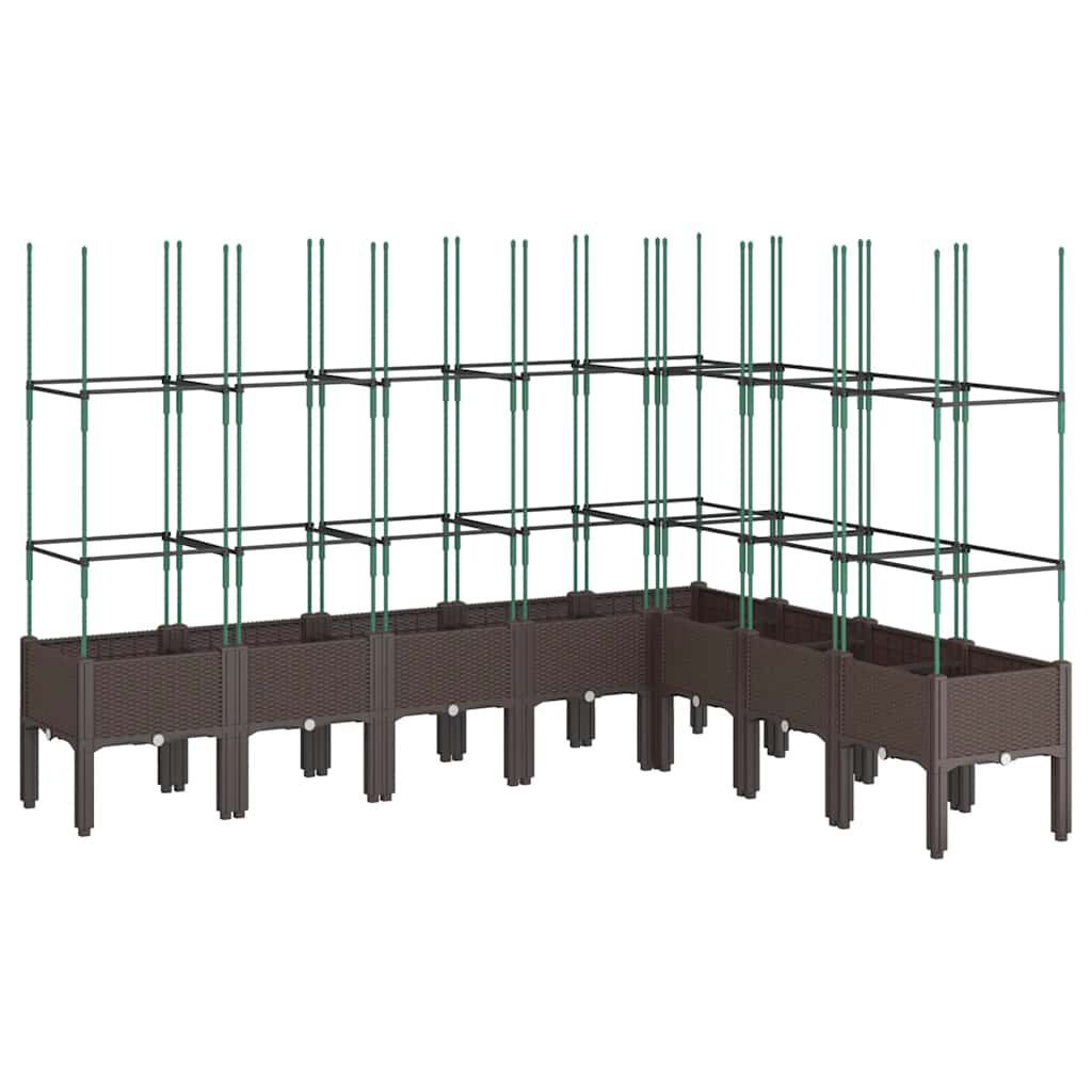 vidaXL Ζαρντινιέρα Κήπου με Καφασωτό Καφέ 200 x 160 x 142,5 εκ. από PP