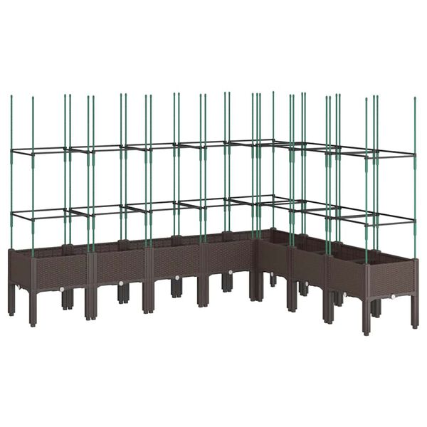 vidaXL Ζαρντινιέρα Κήπου με Καφασωτό Καφέ 200 x 160 x 142,5 εκ. από PP