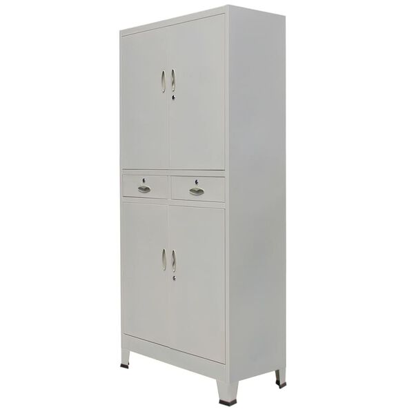 vidaXL Ντουλάπα Γραφείου με 4 Πόρτες Γκρι 90 x 40 x 180 εκ. Ατσάλινη