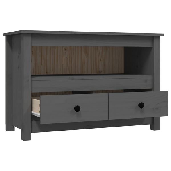 vidaXL Έπιπλο Τηλεόρασης Γκρι 79x35x52 εκ. από Μασίφ Ξύλο Πεύκου